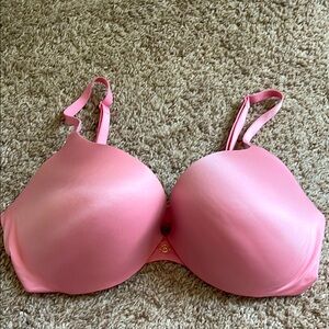 Victoria’s Secret pink silky material push-up plunge bra